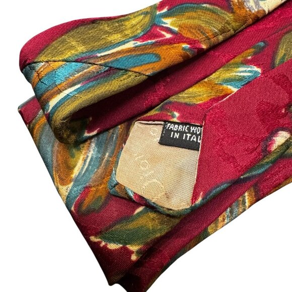 Vintage Christian Dior Monsieur Silk Tie – Red Floral Pattern - Picture 3 of 4
